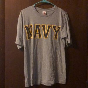 gray navy shirt